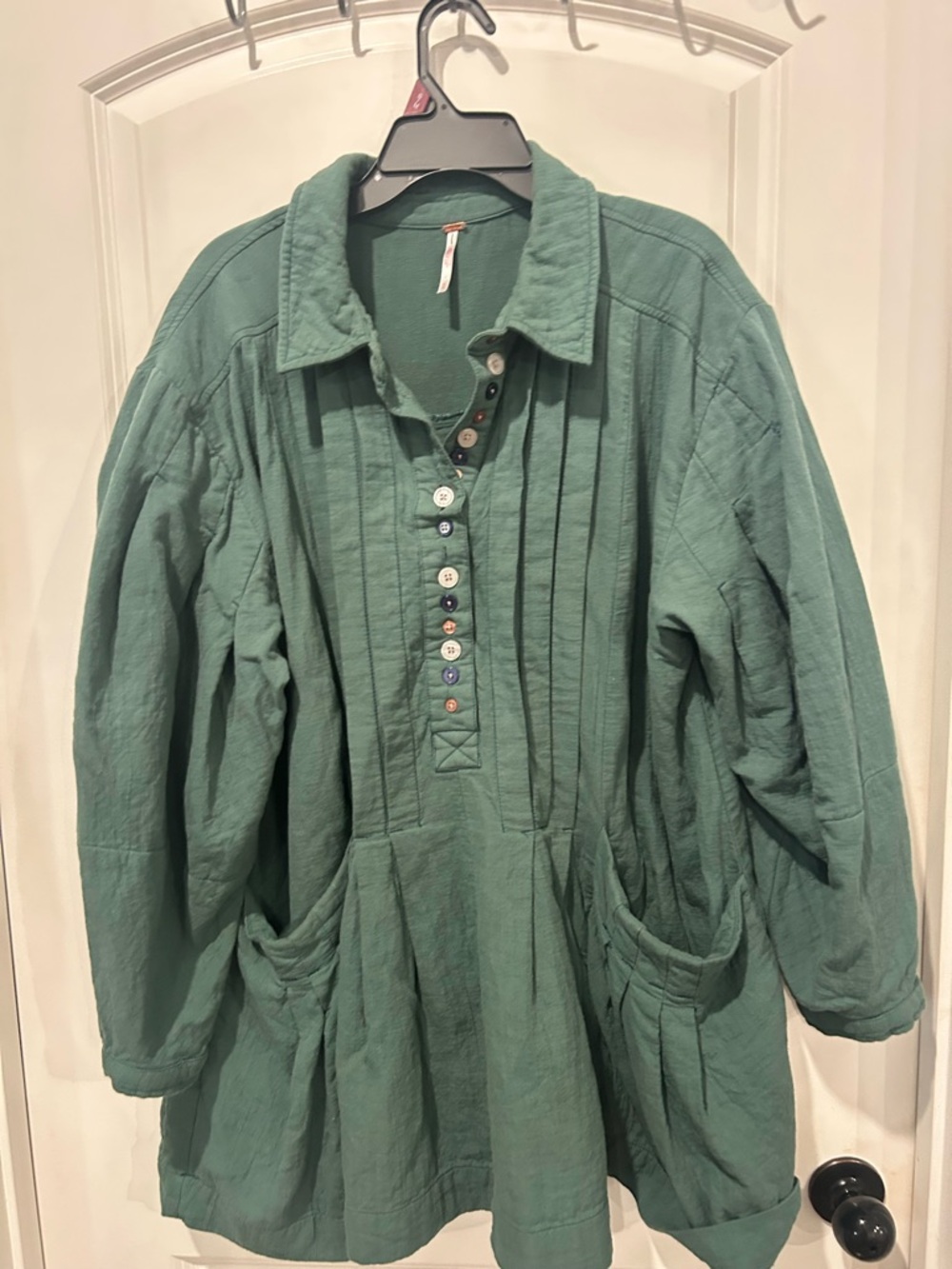 Free People Forest Green Button-Up Tunic shirt dress